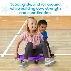 Hand2Mind Red Indoor Scooter Board Handles Sit Down Floor Scooter Gym