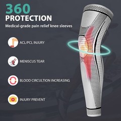 2 PCS Full Leg Compression Sleeves Long Knee Brace Support Running Basketball