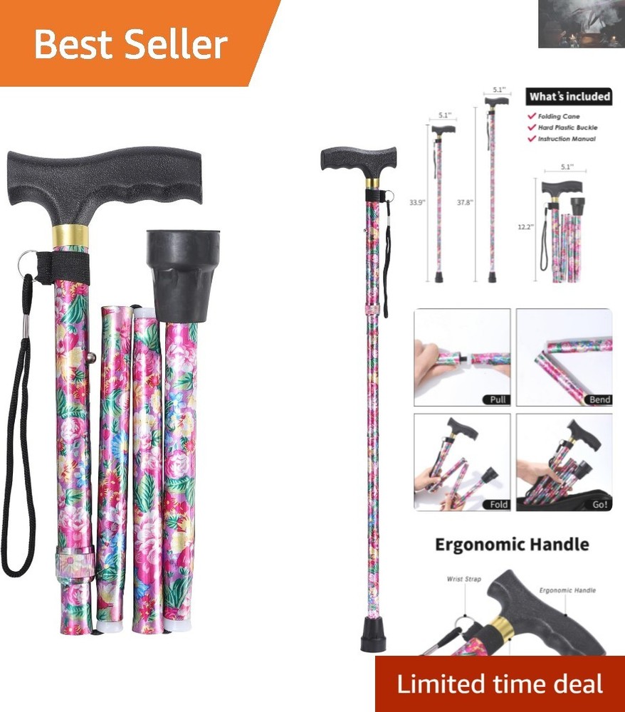 Portable Aluminum Walking Stick with Comfortable T-Handle – Perfect for Seniors