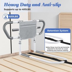 Bedside Rail for Elderly Safety Adjustable Bed Aid with Storage Pocket, Non-Slip