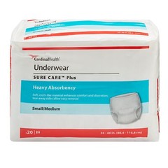 Cardinal Health Underwear Sure Care Plus Small/Medium 34″ – 46″ PK of 20