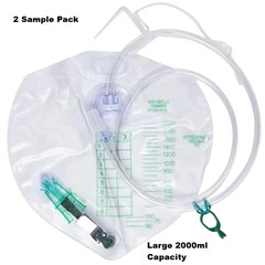 2PACK – Urinary Drainage Bag w/ Anti-Reflux Chamber Large 2000ml Capacity