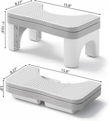 Foldable Toilet Stool Squat Adult, 7″ Height Adjustable Poop Stool for Bathroom,