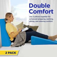 PACK OF 2 Imaginarium Wedge Pillow for Sleeping- 7.5″ Memory Foam Bed Sleep Blue