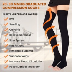 2 Pairs Compression Stockings for Women & Men, L, 2 Beige&Black
