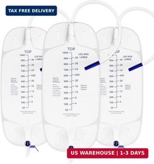 1000ml Leg Urinary Drainage Bags with 2 Adjustable Elastic Straps, 3 Pack | Cath