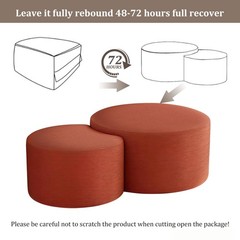 Bshomgi Nesting Coffee Table Set Of 2 Upholstered Round Corduroy Circle Foam