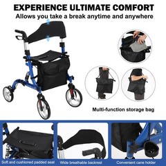 All Terrain Walkers Rollator Walker Upright Walker with Seat Foldable for Senior