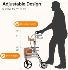 Paiseec Portable Folding Walker with Seat for Adults & Seniors