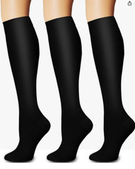 3 Pairs Black Compression Socks for Women & Men Best Daily Legs Support S/M