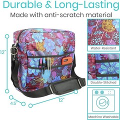 Water-Resistant Wheelchair Bag – XL Pockets & Adjustable Straps in Floral