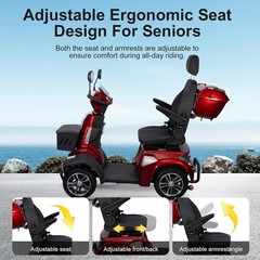 500W Heavy Duty 4-Wheel Mobility Scooters for Senior&Adult 48V20Ah 12Mph 37Miles