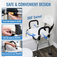 360lb Capacity Shower Chair DMI Swivel Transfer Bench