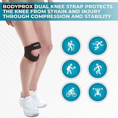 Bodyprox Dual Patella Tendon Knee Strap Pain Relief Support Brace Hiking S/M