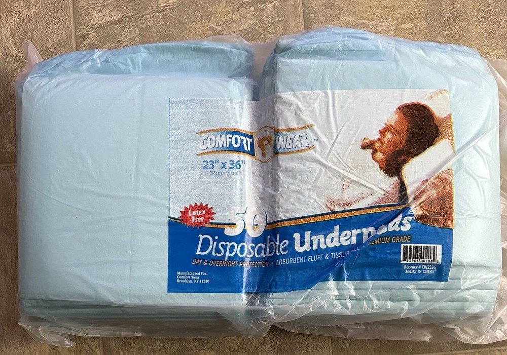 Comfort Wear Premium Grade Disposable Underpads 23 x 36 Latex Free 50 Count