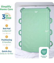 Improvia Positioning Bed Pad, Waterproof, Washable, 34″ x 52″
