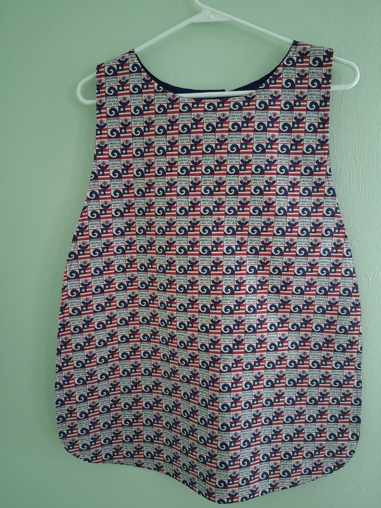 Red, White & Blue Adult Bib, Handmade , 35 1/2” by 21 ½”, reversible