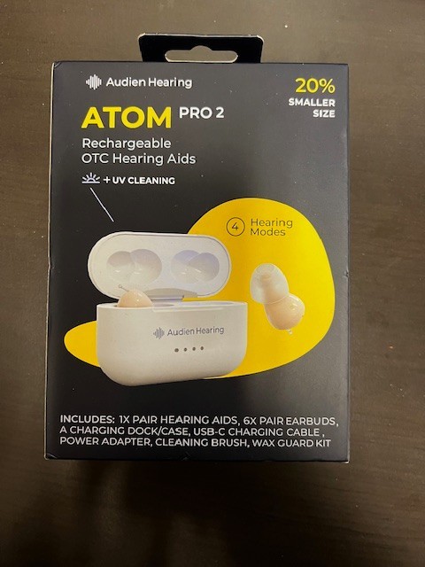 NEW Audien Hearing ATOM PRO 2 Wireless Rechargeable OTC Hearing Aids –