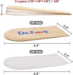 Dr.Foot Adjustable Orthopedic Heel Lift Inserts, Height Increase Insole for Leg