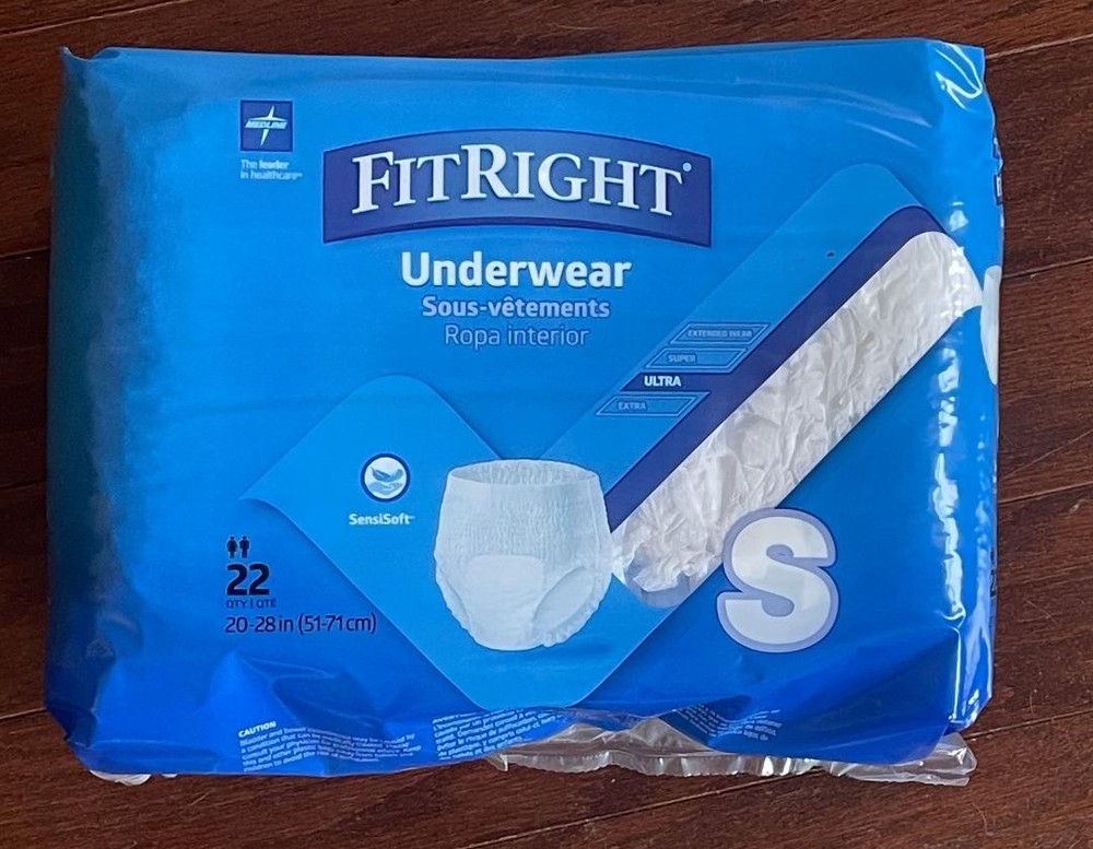 MEDLINE Fitright Fit Right Adult Protective Underwear Small 20-28″ Pack of 22