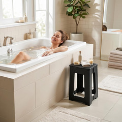 Foldable Shower Seat 17.7” Height Upgrade, Folding Shower Stool for Inside Showe