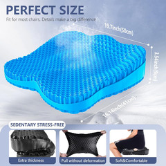 Thicken 19.7In Seat Cushion Gel, Large Cooling Seat Cushion for Long Sitting, Cu