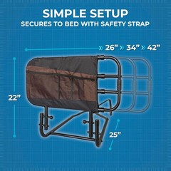 Stander EZ Adjust Bed Rail, Adjustable Senior Bedrail and Safety Assist Railing