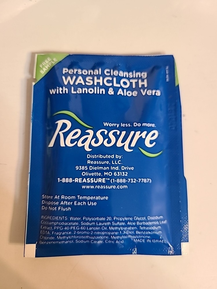 REASSURE – Personal Cleansing Washcloth Packets – 33 Individual Packs Bnbs, Vaca