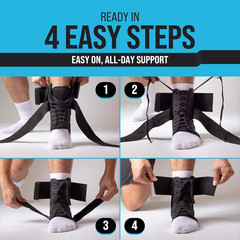 Ankle Brace Lace Up Adjustable Support With Side Stabilizers Sports Sprain