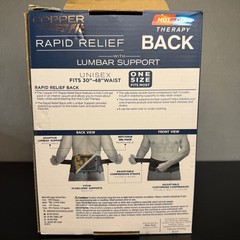 Copper Fit Rapid Relief Back Support Wrap Hot Cold Therapy Lumbar Support Gel Pa