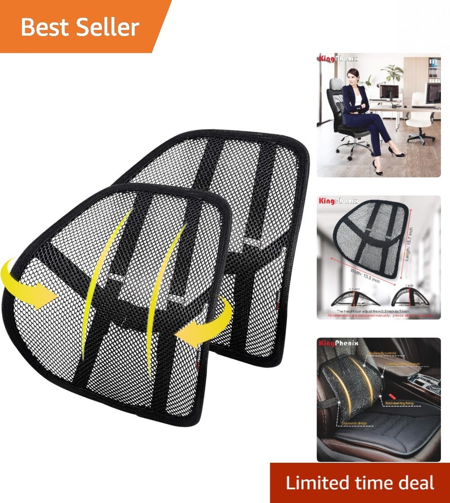 Adjustable Lumbar Support 2 Pack – Medium Soft Mesh Cushions for Office & Car
