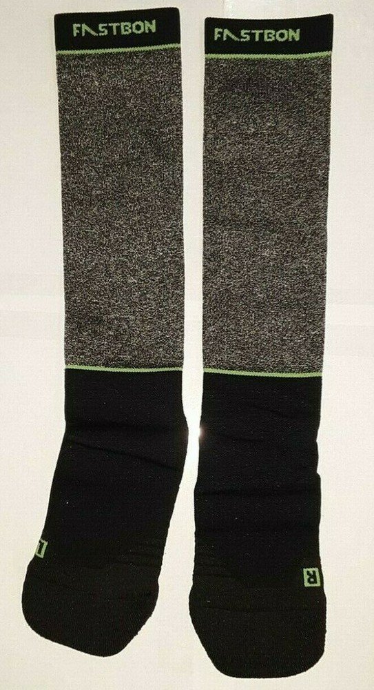 FASTBON UNISEX COMPRESSION SOCKS 10-20mmHg BLACK/GREEN LARGE unsealed nip