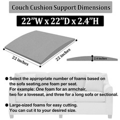 22″ x Couch Cushion Support for Sagging 22x22x2.4inches, Dark Gray-2pcs