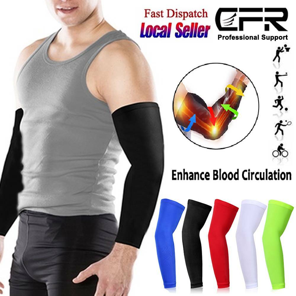 Compression Arm Sleeves Sports Gym Arthritis Lymphedema UV Protection Men Women