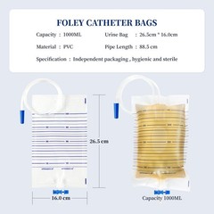 10 Pack Urinary Drainage Bags 1000ML Urinary Bags with Anti-Reflux Valve and …