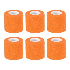 1″ x 177″ 6 Pcs Self Adhesive Bandage Wrap Elastic Self Tape Bright Orange