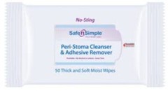 Safe N‘ Simple Peri-Stoma Adhesive Remover Wipes 5 x 7 , 50 Count per Pack