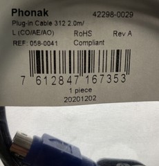 Phonak Plug-in cable 312 2.0m/L 058-0041 7612847167353 Sonova AG