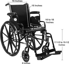 Wheelchair Swing Away Foot Leg Rest Desk Length Arms Flip Back 16 in Seat 300