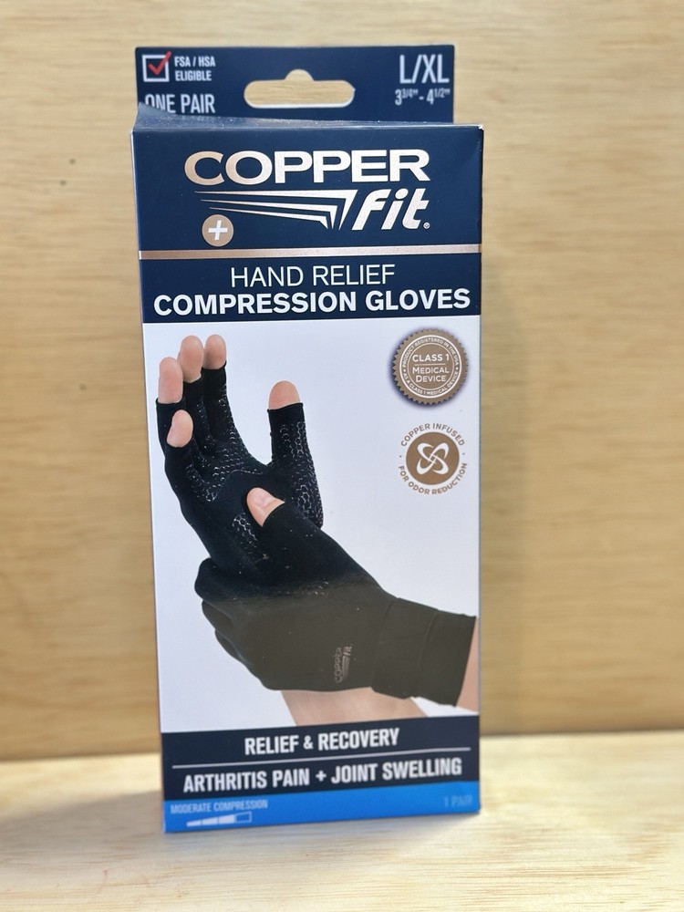 Copper Fit- Hand Relief Compression Gloves – Large/Extra Large NIB