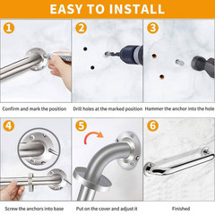 18 In. Safety Bathroom Grab Bars with Concealed Screws in Brushed Nickel, 500 Lb