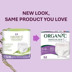 Certified Organic Cotton Disposable Period Underwear for Sensitive Skin, 4 Count