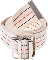 Secure Metal Buckle Gait Belt – 60in, Beige Striped Transfer Aid for Caregivers