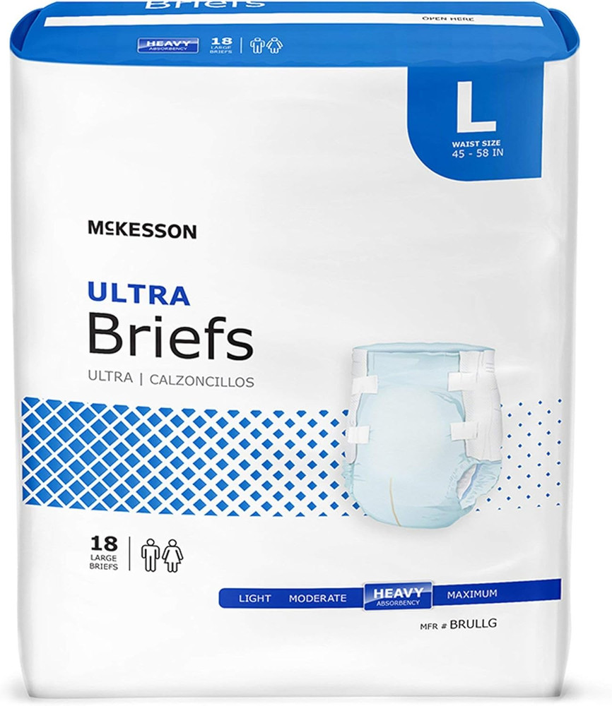 Ultra Briefs, [72 Count], Size L, 45-58 In. Incontinence Adult Diapers, Heavy Ab