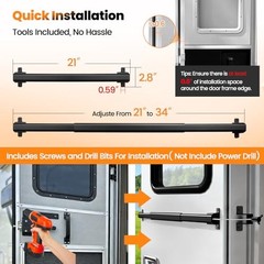 2-in-1 Aluminum RV Screen Door Handle Grab Bar with Auto Closer, Adjustable 21
