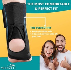 （Size M) Lace Up Ankle Brace Support for Men & Women Adjustable Ankle Stabilizer