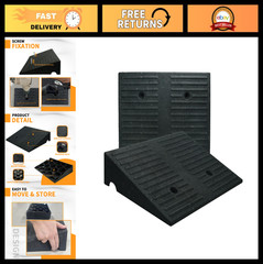 2-Pack 3.9″ Rubber Curb Ramps for Driveway, Wheelchair & Vehicle Access, 7000lbs