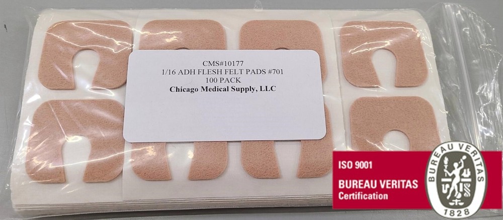 #701 Adhesive Flesh Wool Felt Callus Pre-cut Half-Moon Pads 1/16″ 100 Horseshoe