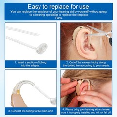 12pcs Size13 BTE Hearing Aid Earmold Tubes Pre-Cut Bent Clear Replacement Tubing