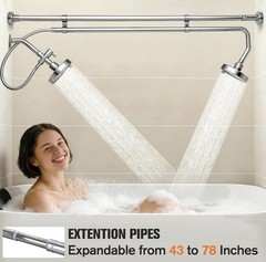 Tandem Shower System for Couples, Dual Shower Head Adjustable Height & 180°